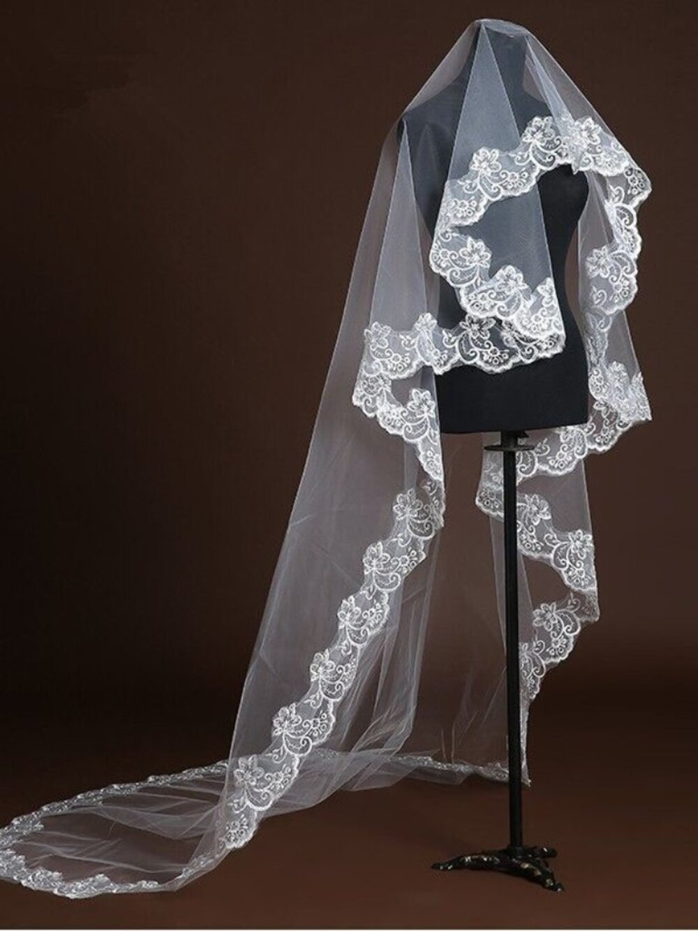 White Lace Cathedral Wedding Veil Long 2.9m x 1.5m